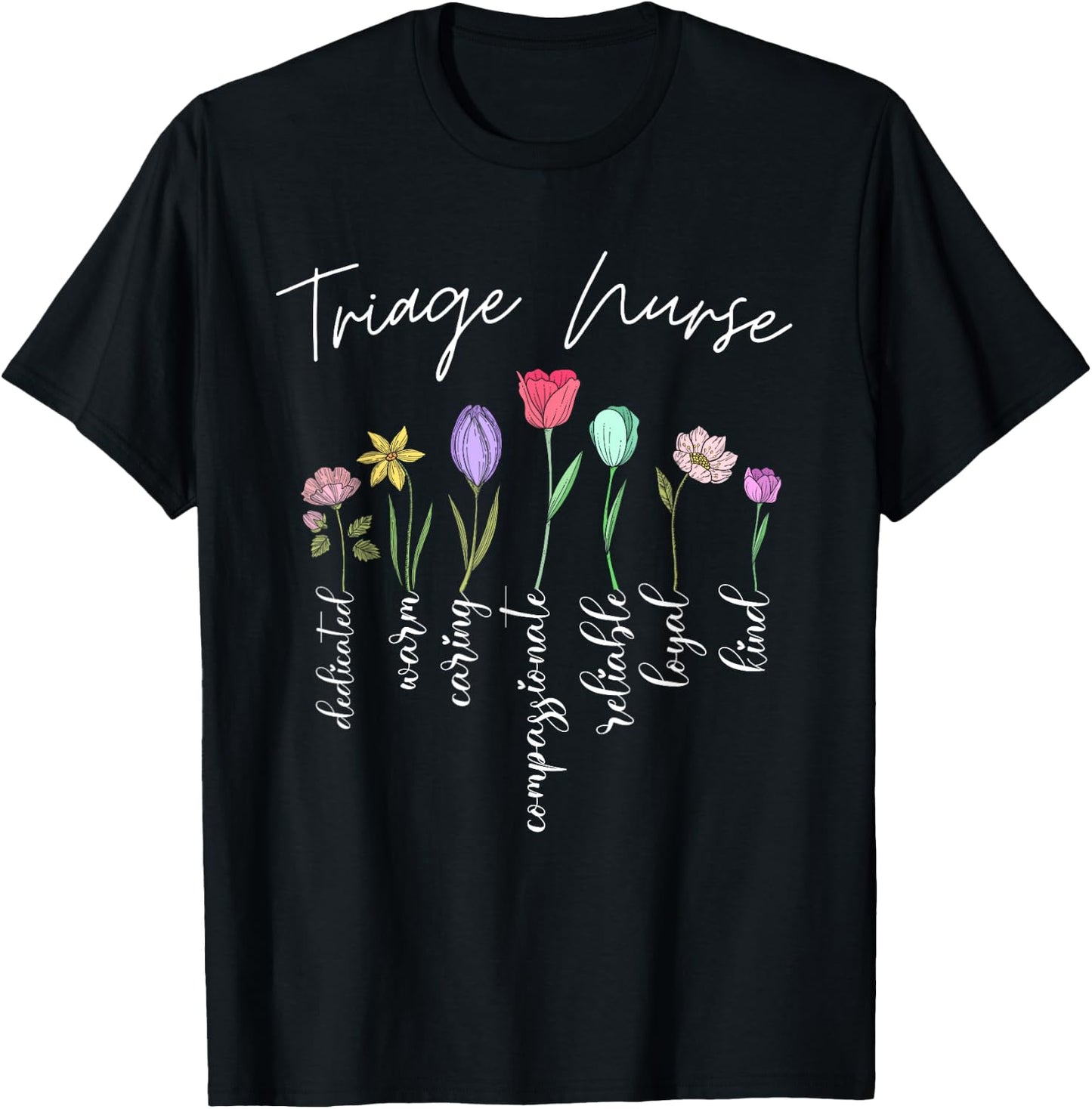 Triage nurse for girls women flowers Triage nurse floral T-Shirt - T-Shirt | Black