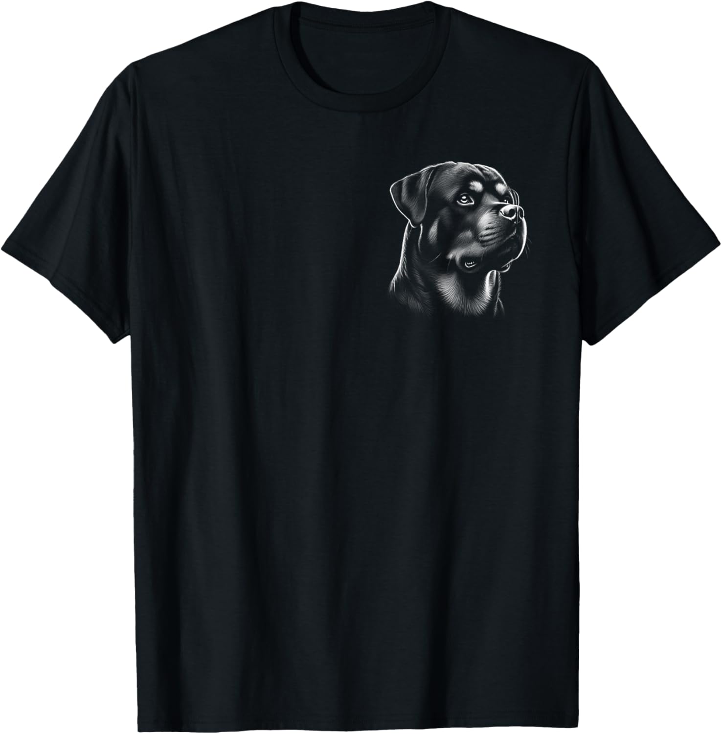 Proud Rottweiler Head Drawing Style on Chest T-Shirt - T-Shirt | Black