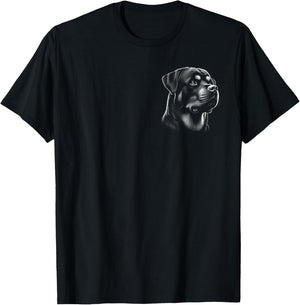 Proud Rottweiler Head Drawing Style on Chest T-Shirt - T-Shirt | Black