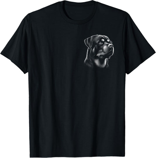 Proud Rottweiler Head Drawing Style on Chest T-Shirt - T-Shirt | Black