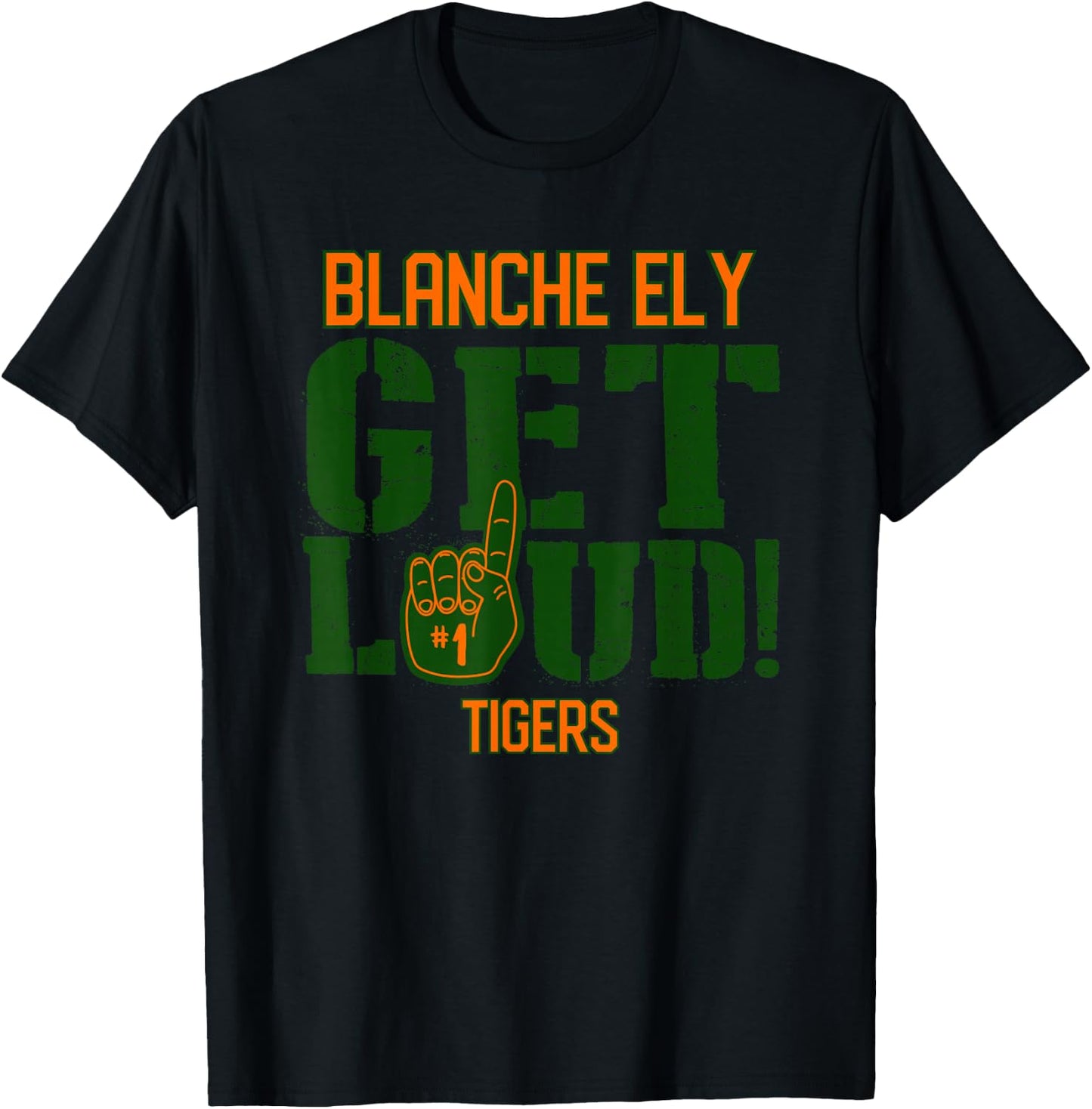 Blanche Ely High School GET LOUD Tigers T-Shirt - T-Shirt | Black