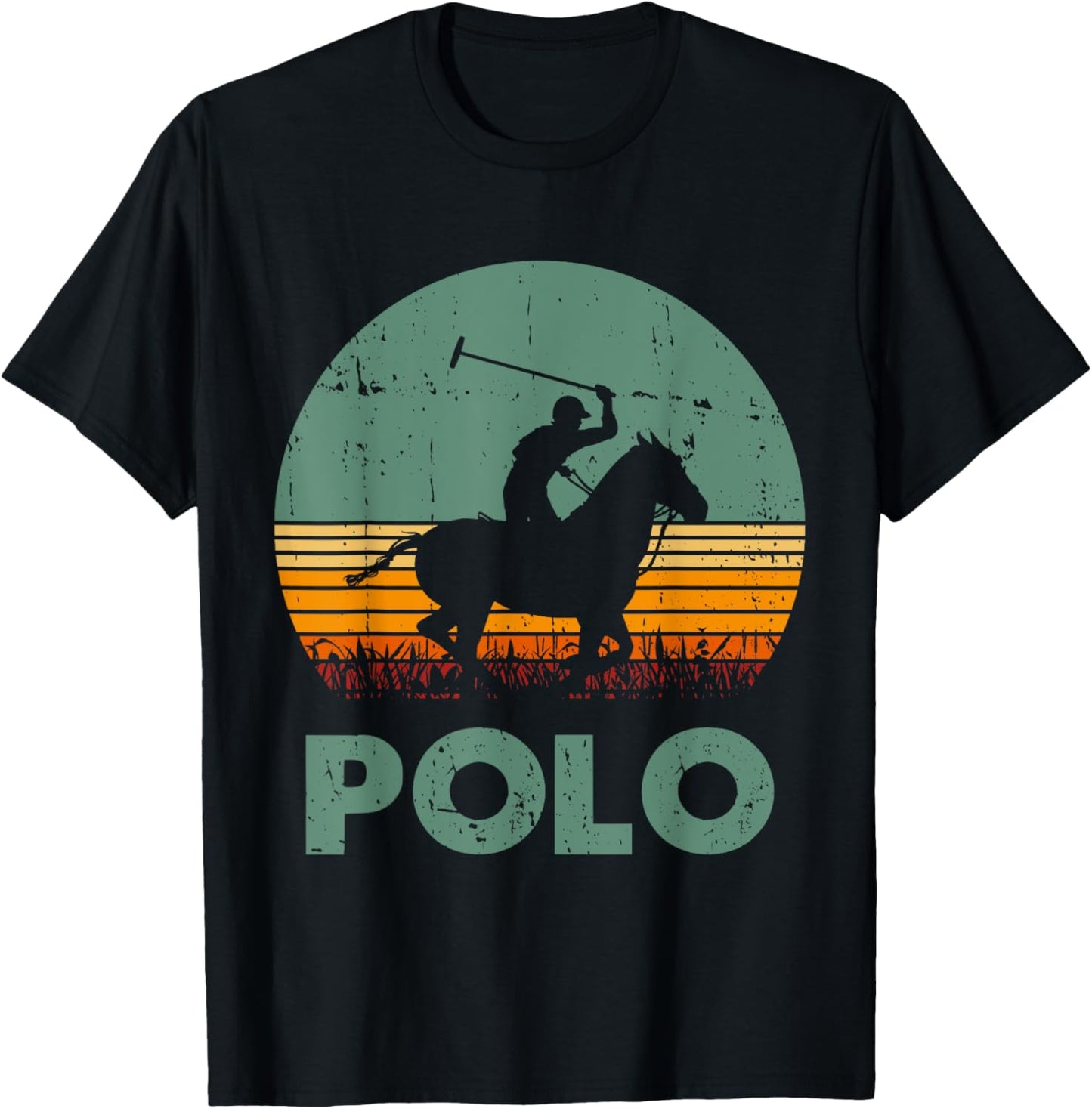 Polo Players Horseback Riding Horse Equestrian Sports T-Shirt - T-Shirt | Black