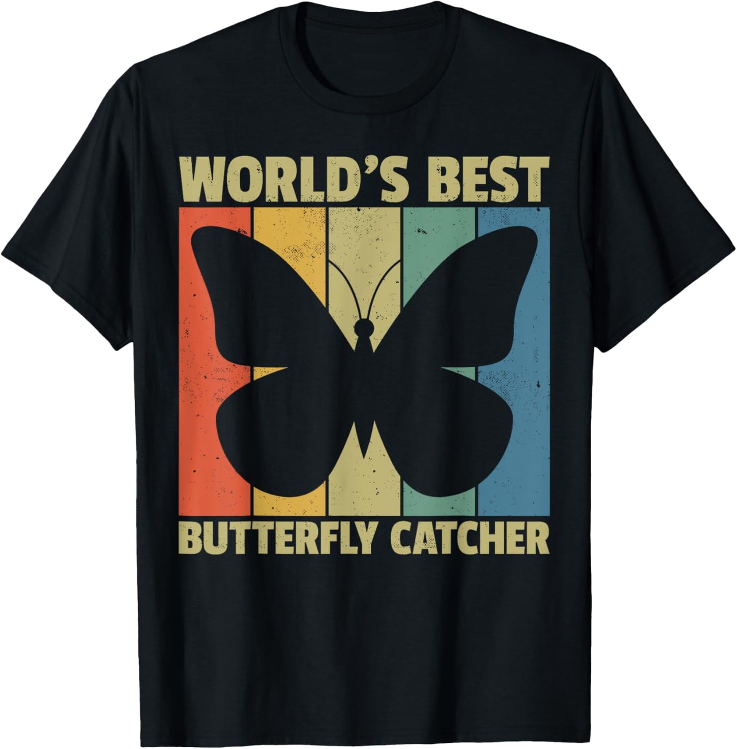 World's Best Butterfly Catcher Retro Nature Lovers T-Shirt - T-Shirt | Black