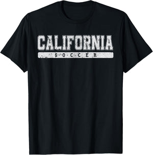 California Soccer White Vintage Text T-Shirt - T-Shirt | Black