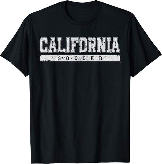 California Soccer White Vintage Text T-Shirt - T-Shirt | Black