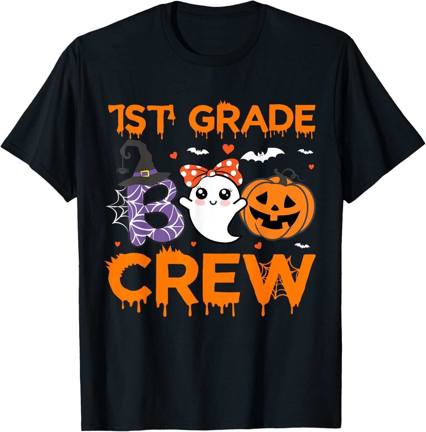 1st Grade Boo Crew Teacher Student Halloween Costume T-Shirt - T-Shirt | Black