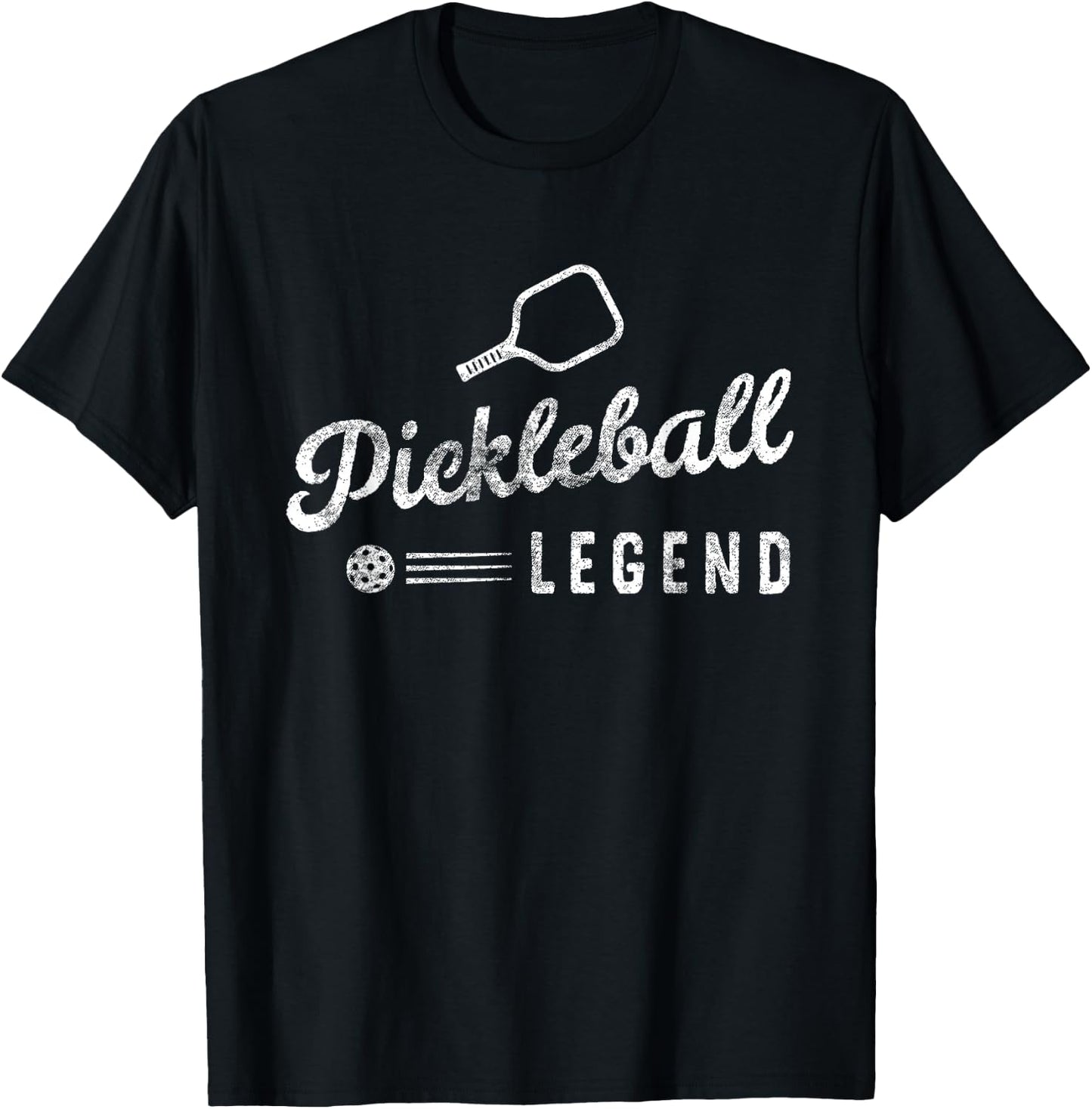 Paddle Pickleball Legend Funny Pickleball Player Vintage T-Shirt - T-Shirt | Black