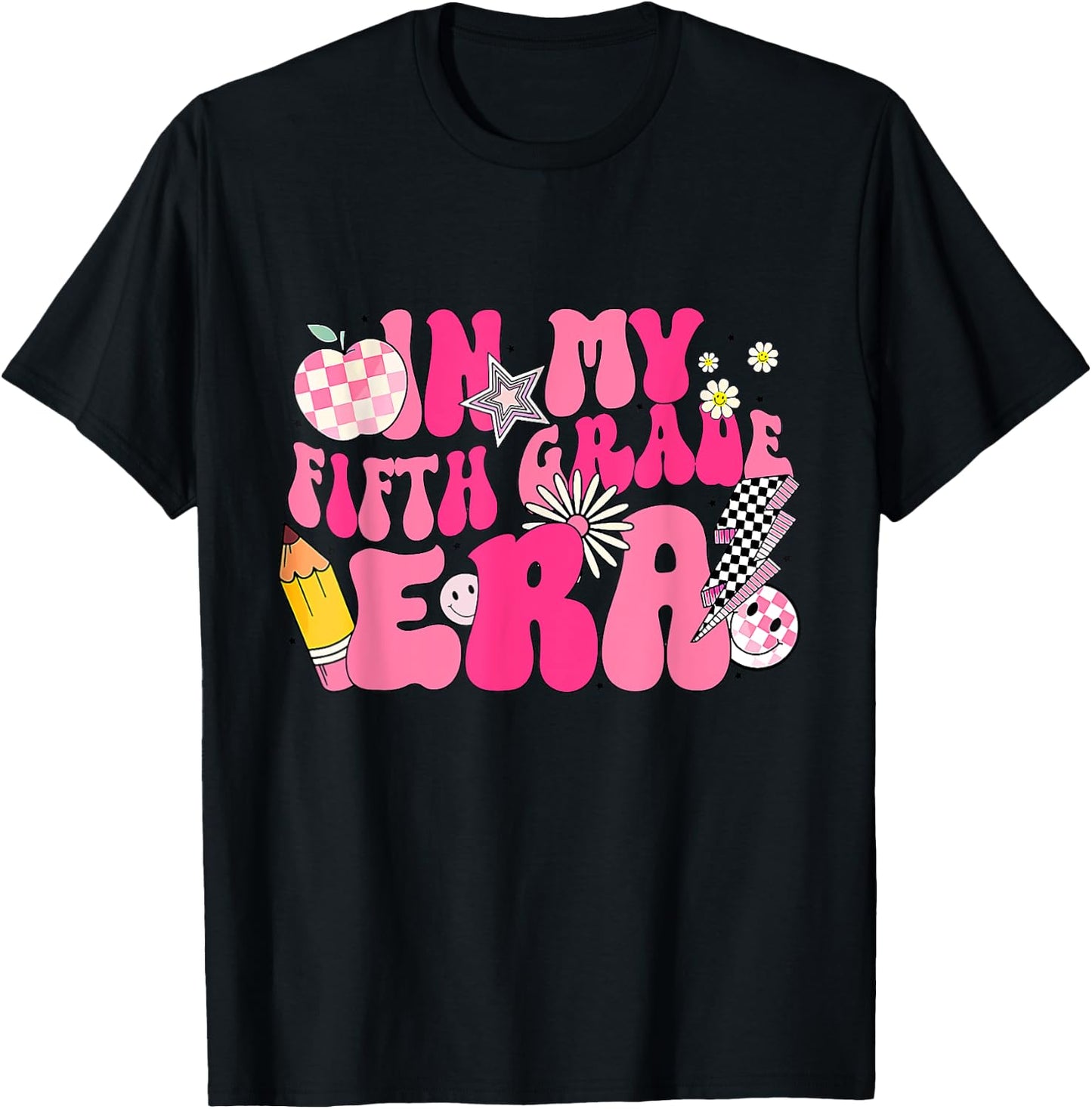 In My 5th Grade Era Groovy Last Day Of Fifth Grade Graduate T-Shirt - T-Shirt | Black