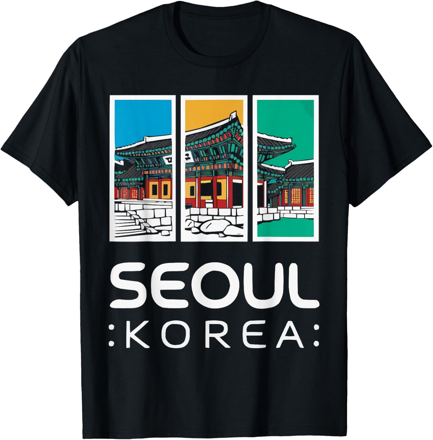 Seoul South Korea Travel Vacation Saranghae I Love Seoul T-Shirt - T-Shirt | Black