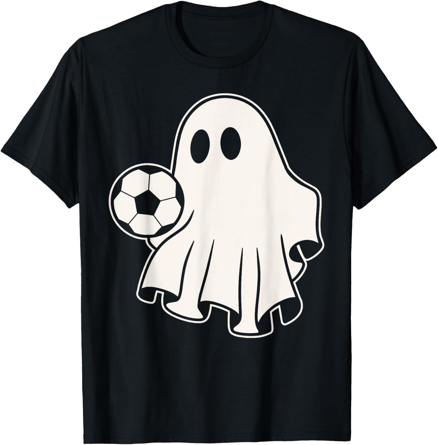 Funny Soccer Ghost Playing Soccer Lovers Halloween T-Shirt - T-Shirt | Black