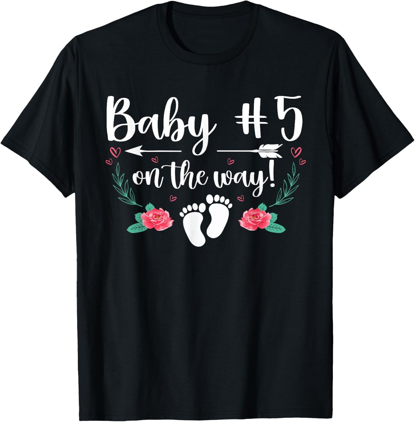 Baby Number 5 On The Way Pregnancy Gender Reveal Party T-Shirt - T-Shirt | Black