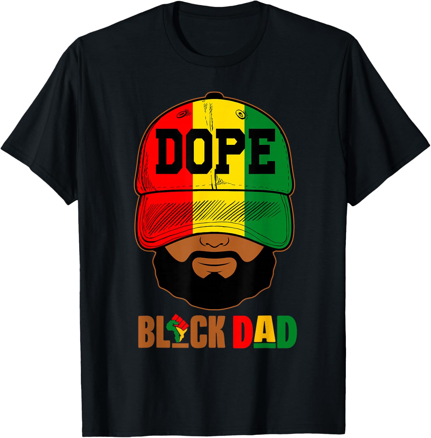 Black Father With Cap Dope Black Dad Father's Day Juneteenth T-Shirt - T-Shirt | Black