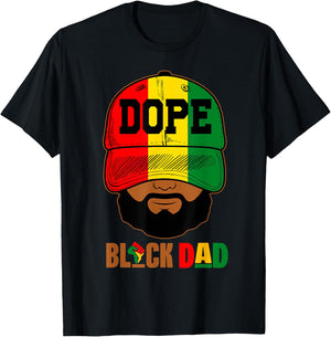 Black Father With Cap Dope Black Dad Father's Day Juneteenth T-Shirt - T-Shirt | Black