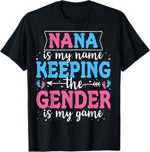 Keeper Of The Gender Nana Baby Announcement Family Celebration T-Shirt - T-Shirt | Black