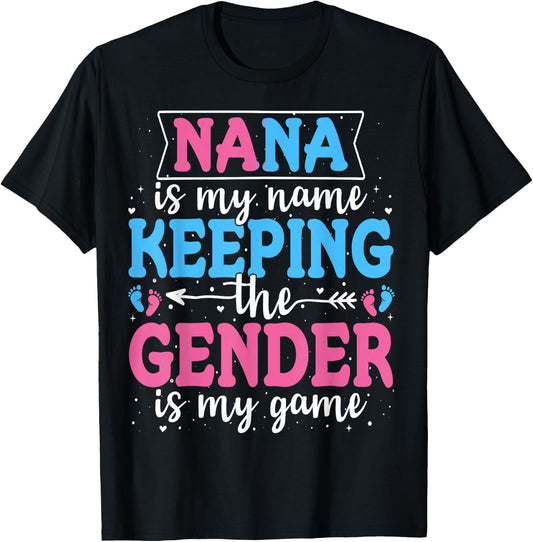 Keeper Of The Gender Nana Baby Announcement Family Celebration T-Shirt - T-Shirt | Black
