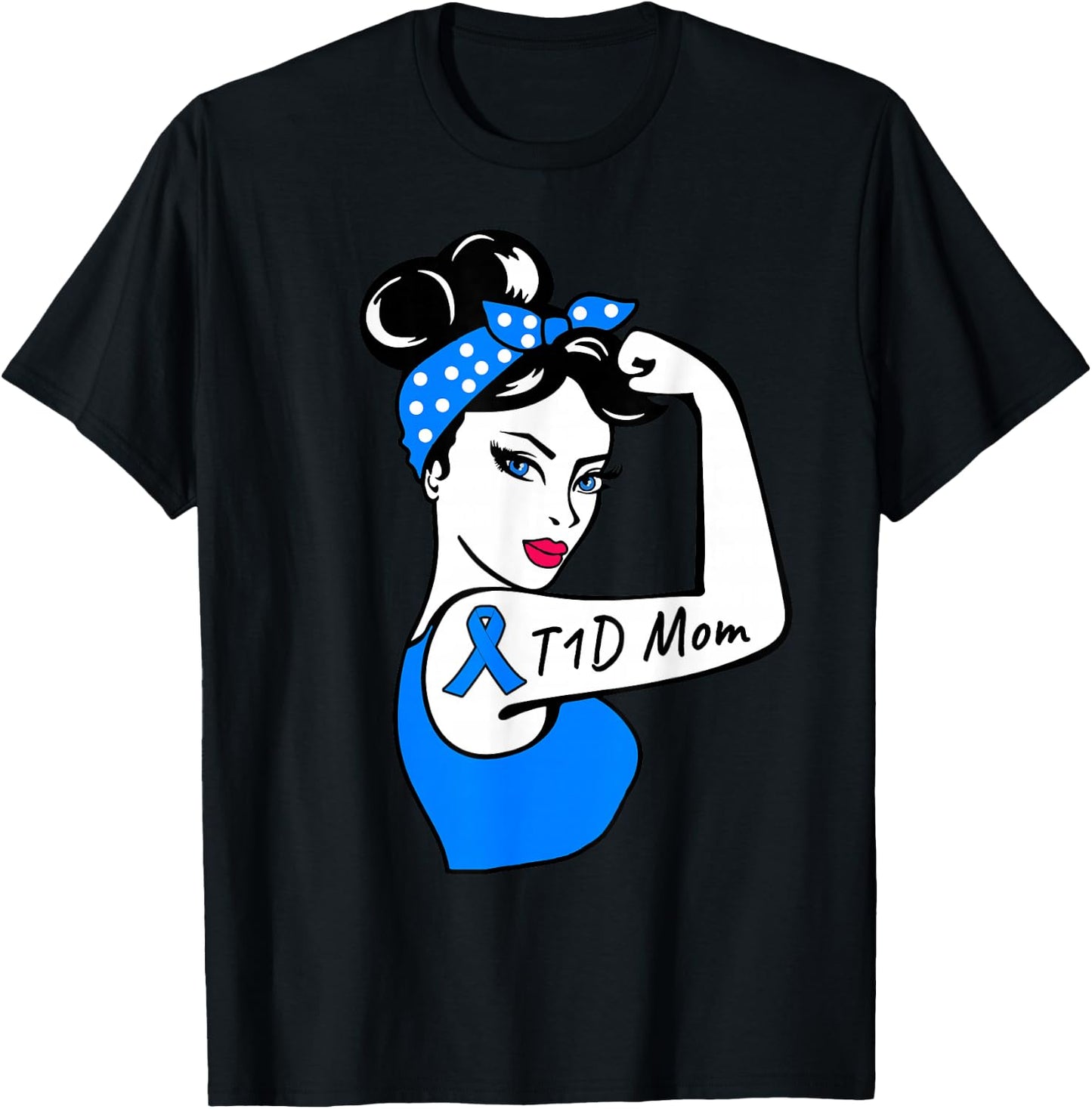 T1D Mom Shirt Type 1 Mom Diabetes Awareness T-Shirt - T-Shirt | Black