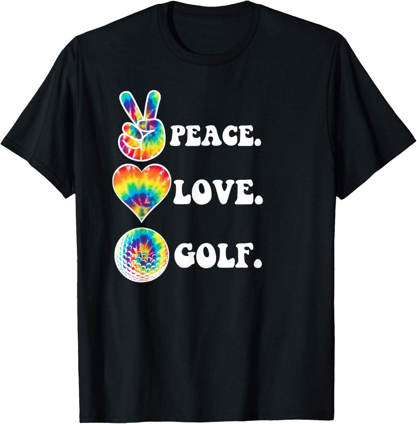 Peace Love Golf Funny Tie Dye Golf Lovers T-Shirt - T-Shirt | Black