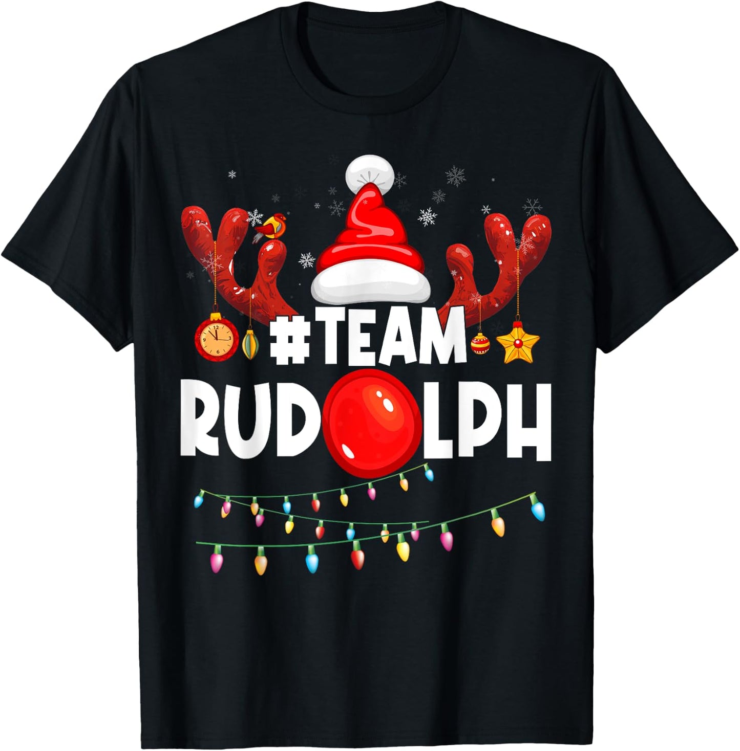 Team Rudolph-Cool Christmas Reindeer Costume T-Shirt - T-Shirt | Black