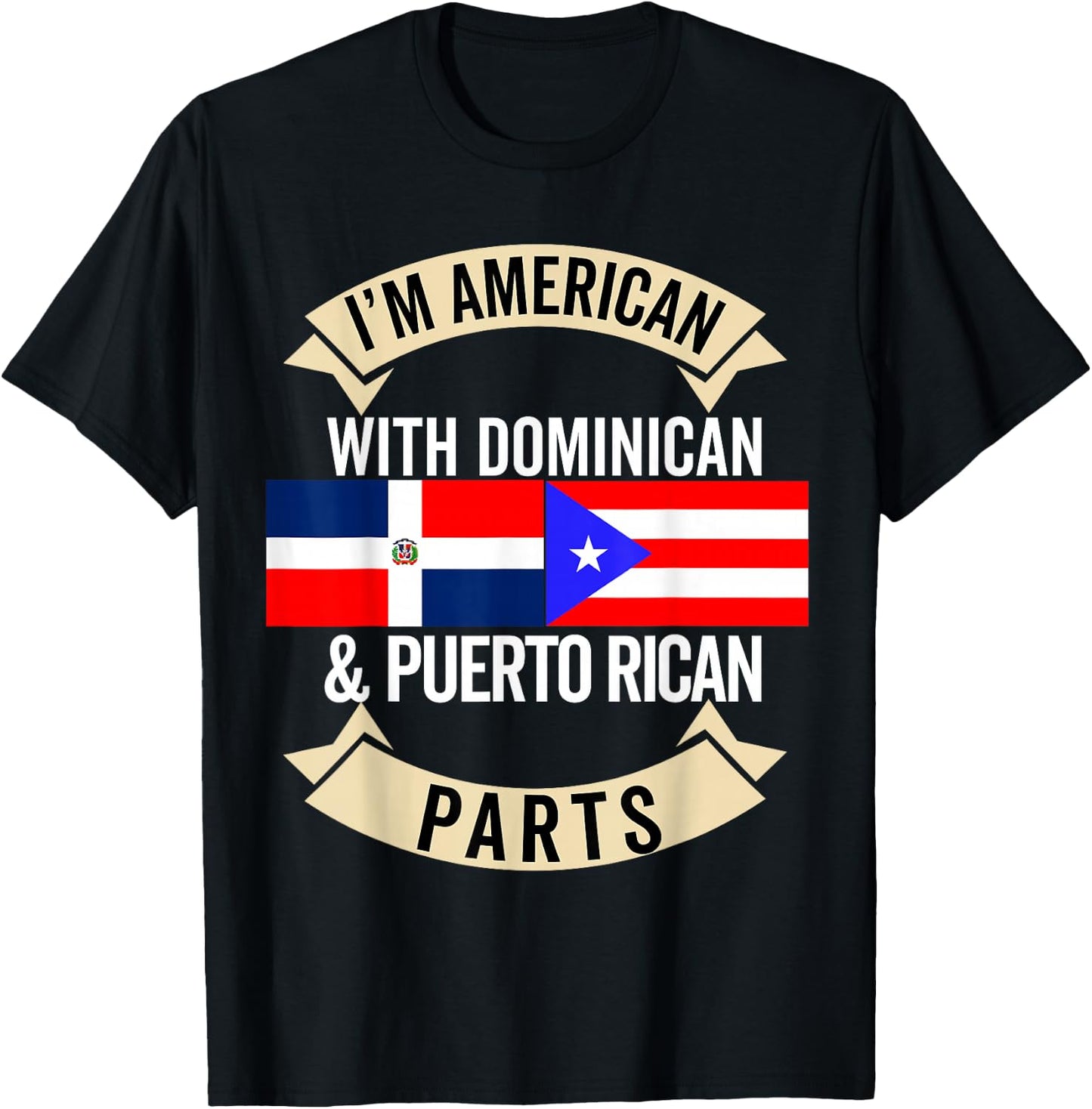 Half Dominican Half Puerto Rican Flag Domirican DomiBori T-Shirt - T-Shirt | Black
