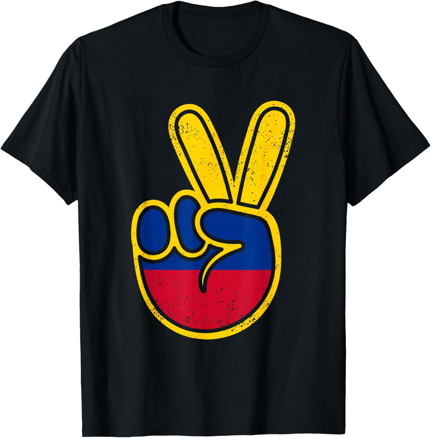 Colombia Flag Peace Sign Funny Retro Vintage Boys Colombian T-Shirt - T-Shirt | Black