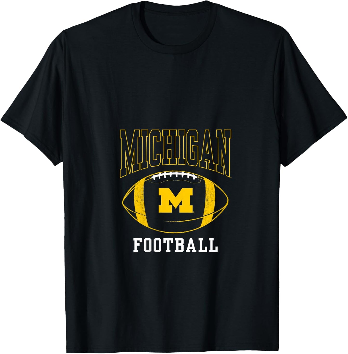 University of Michigan Wolverines U of M Football Ball V-Neck T-Shirt - T-Shirt | Black