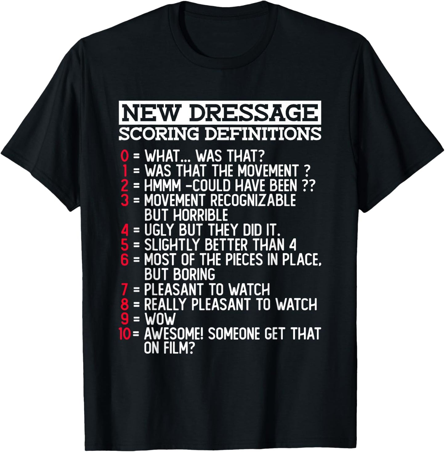 New Dressage Scoring Definitions - Funny Dressage Equestrian T-Shirt - T-Shirt | Black
