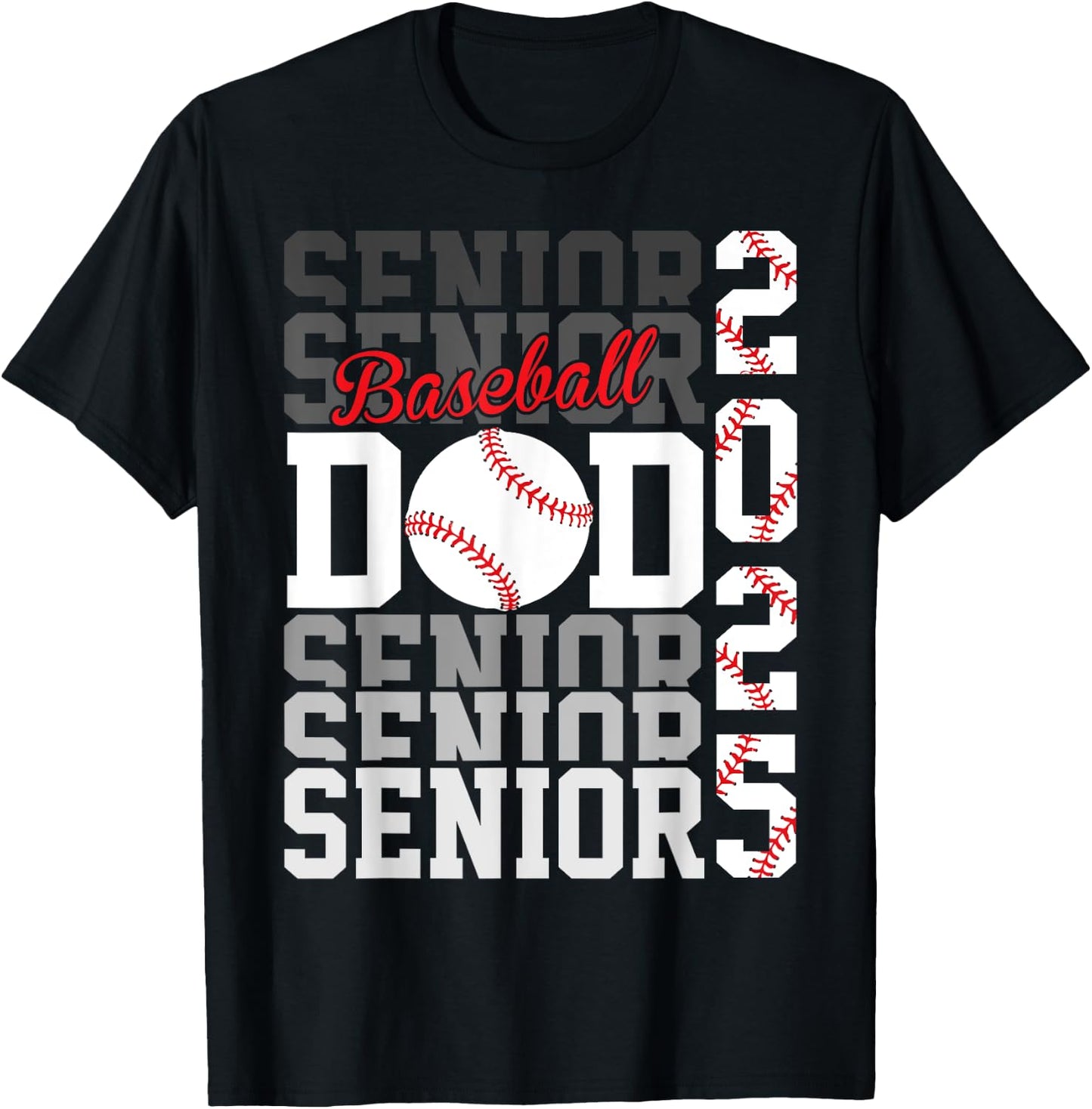 Baseball Senior Dad Class of 2025 Graduate Graduation T-Shirt - T-Shirt | Black