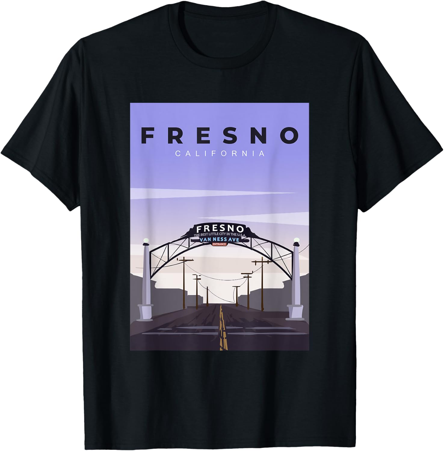 Fresno Welcome Arch Fresno California Souvenir T-Shirt - T-Shirt | Black