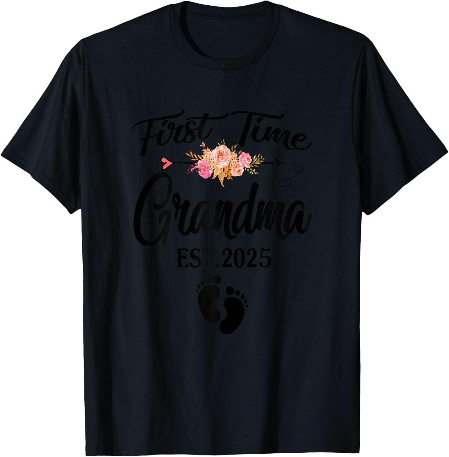 First Time Grandma 2025 Mothers Day Promoted To Grandma 2025 T-Shirt - T-Shirt | Black