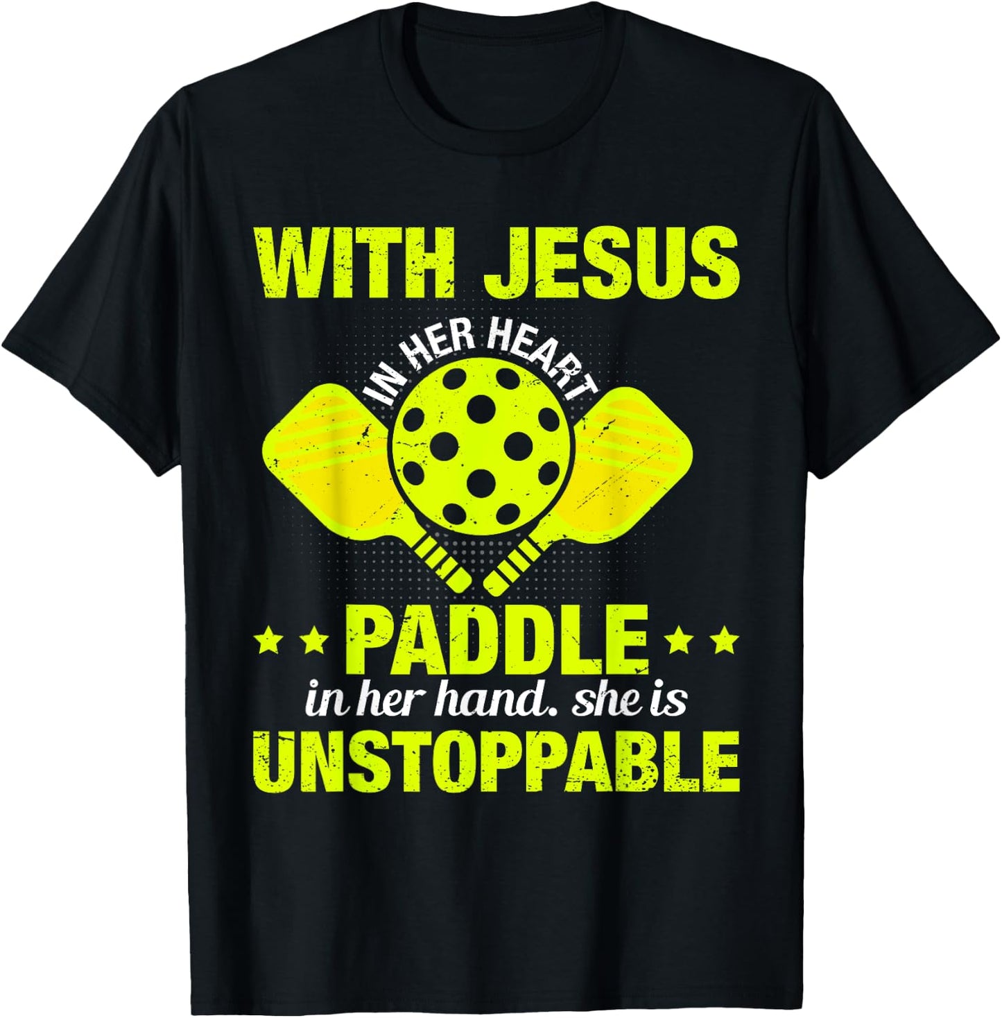 Christian Pickleball Girl Women Religious Jesus Pickleball T-Shirt - T-Shirt | Black