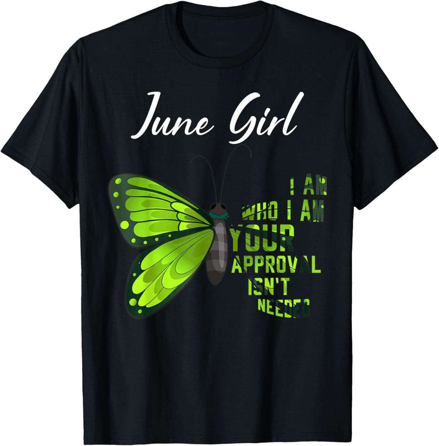 Butterfly June Girl Birthday Bug Nature Month Garden T-Shirt - T-Shirt | Black