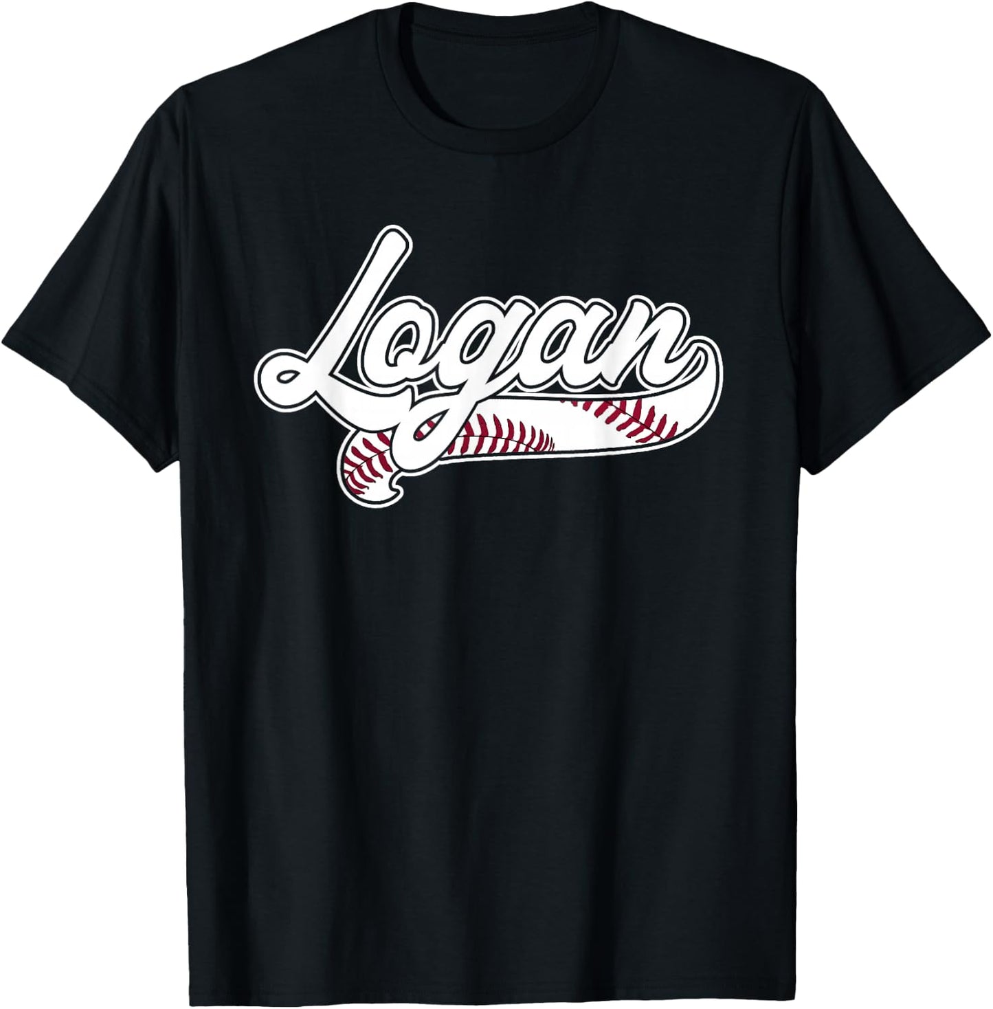 Logan Personalized Baseball Fan Birthday Name T-Shirt - T-Shirt | Black