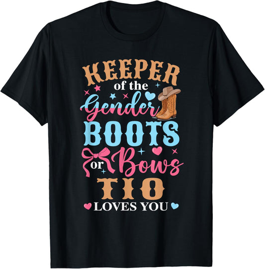 Boots Or Bows Tio Loves You Gender Reveal Family Matching T-Shirt - T-Shirt | Black