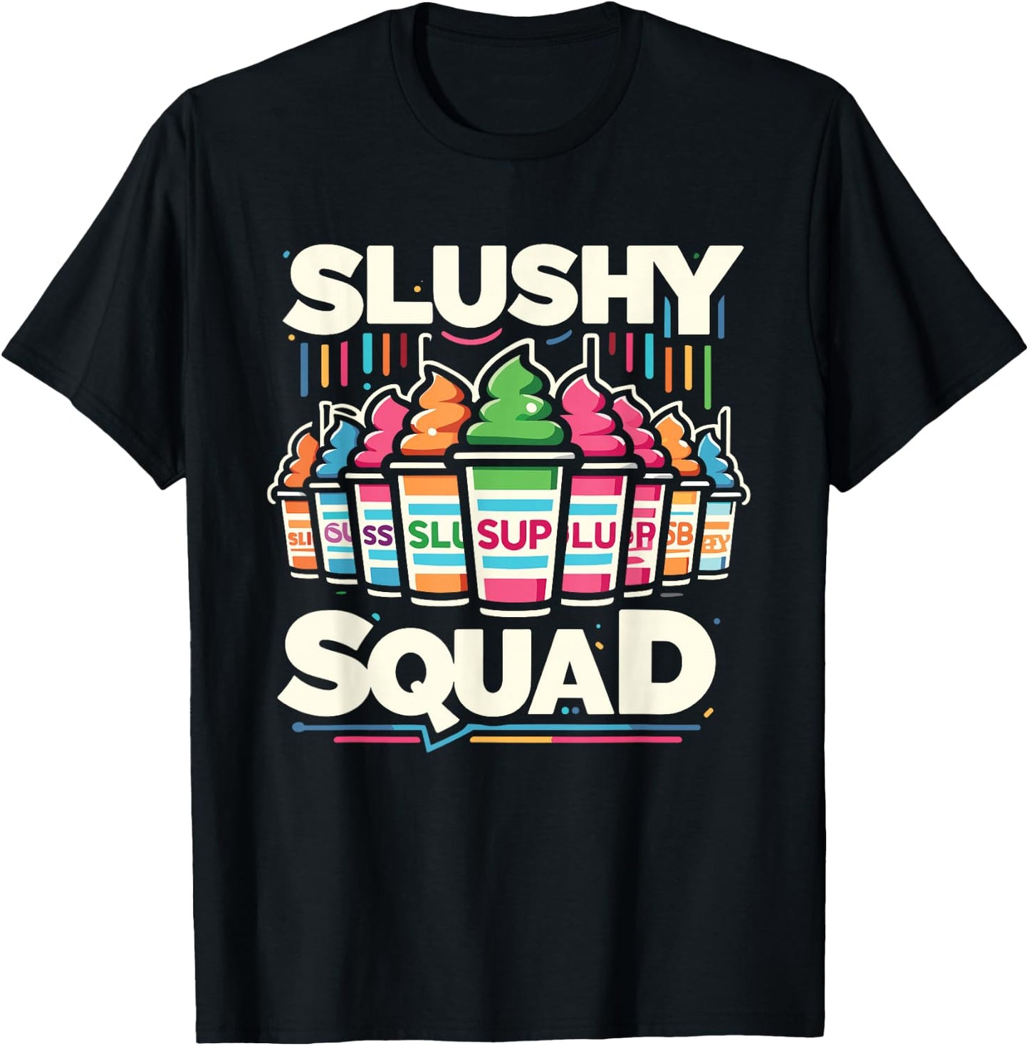 Slushy Squad Retro Rainbow Line-Up T-Shirt - T-Shirt | Black