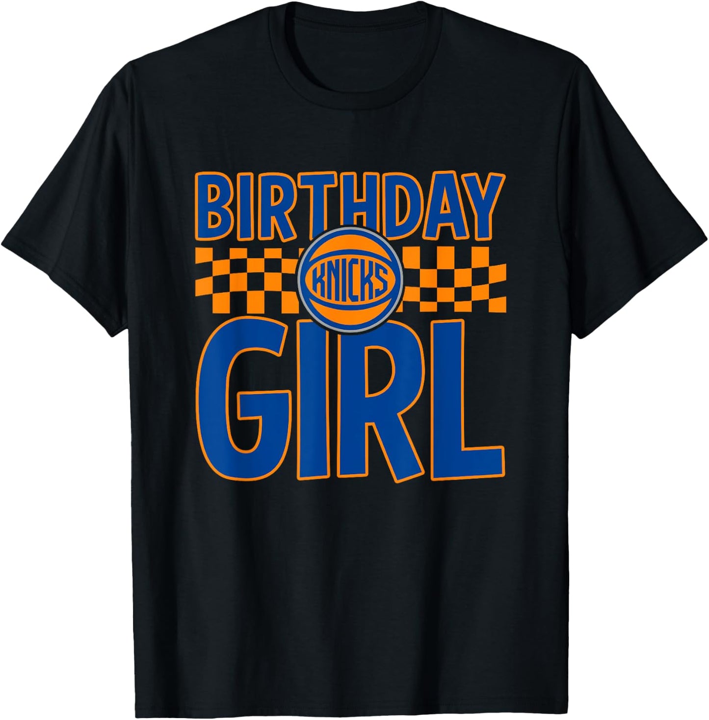 NBA New York Knicks Birthday Girl Checkered Logo T-Shirt - T-Shirt | Black
