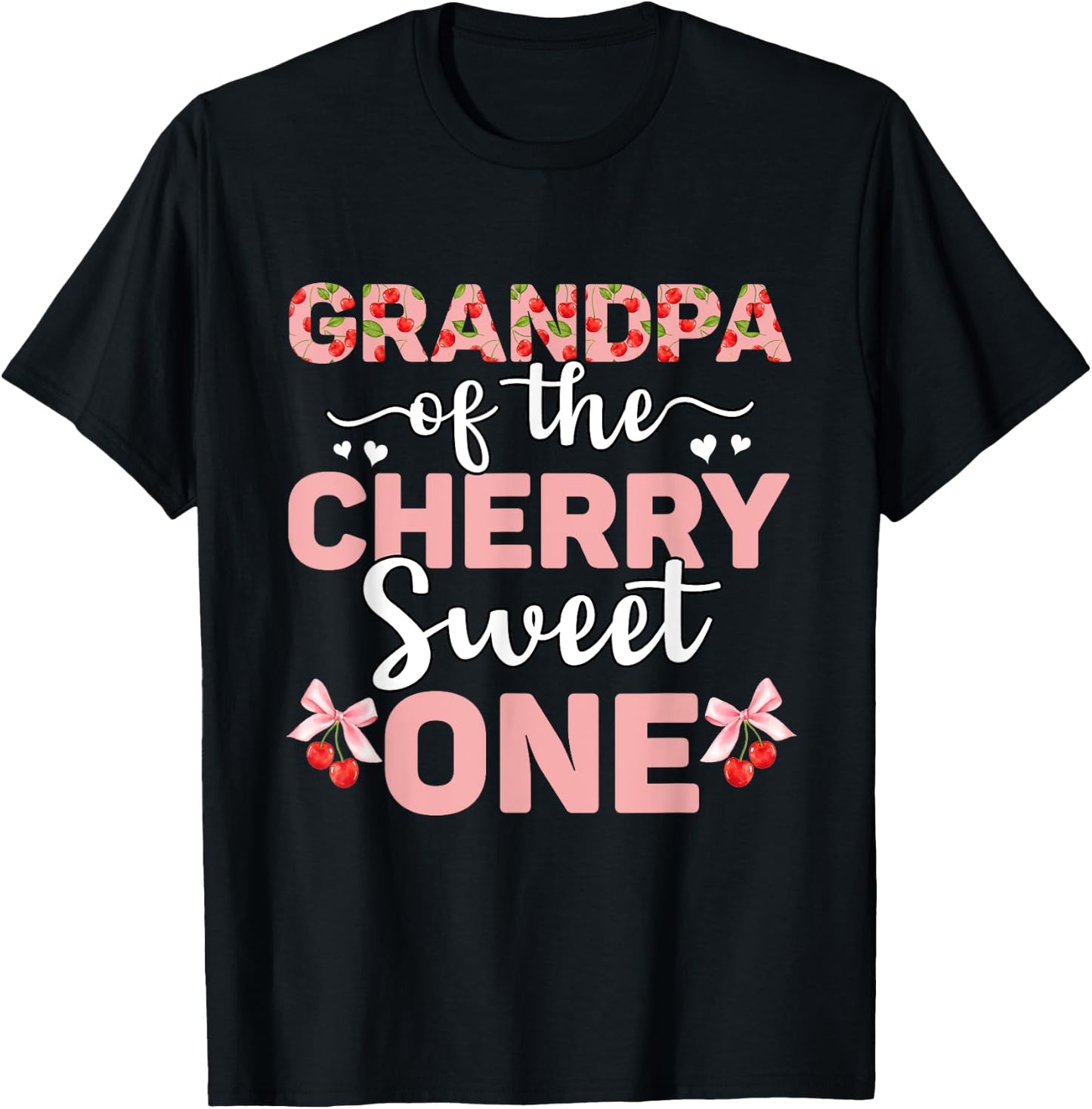 Grandpa Of The Cherry Sweet One 1st Birthday Cherry Lover T-Shirt - T-Shirt | Black