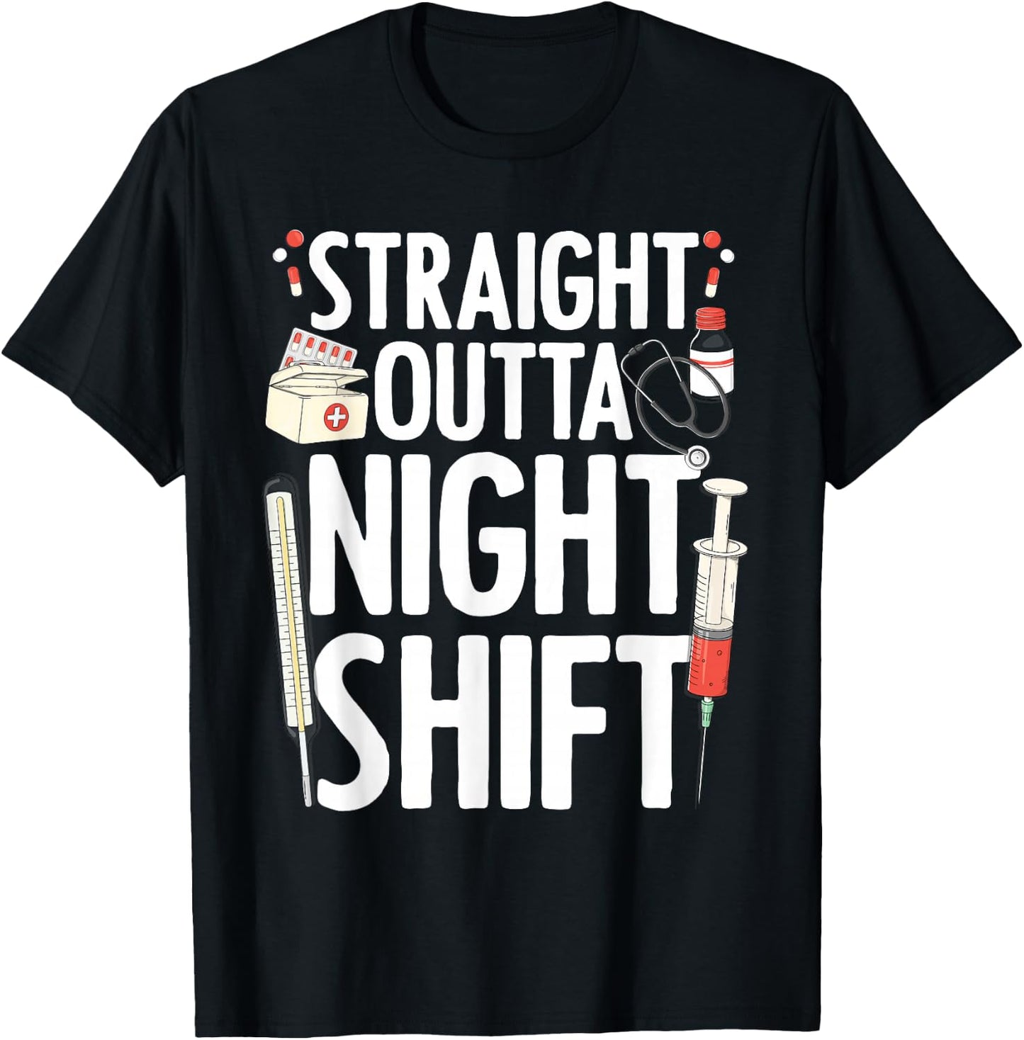 Night Shift Nurse Women Emergency Registered Nurse T-Shirt - T-Shirt | Black