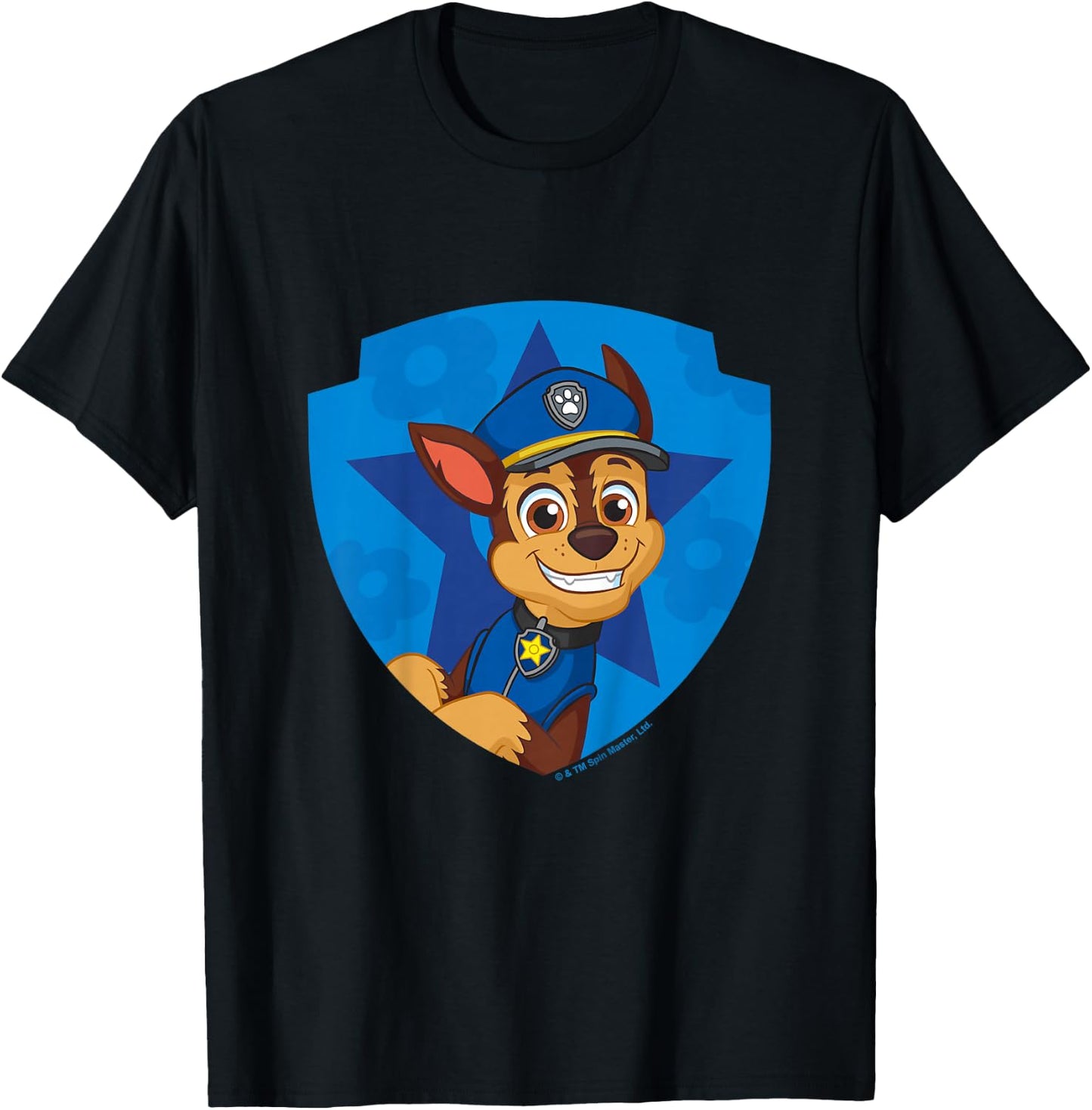 PAW Patrol Chase Big Chest Shield Emblem T-Shirt - T-Shirt | Black