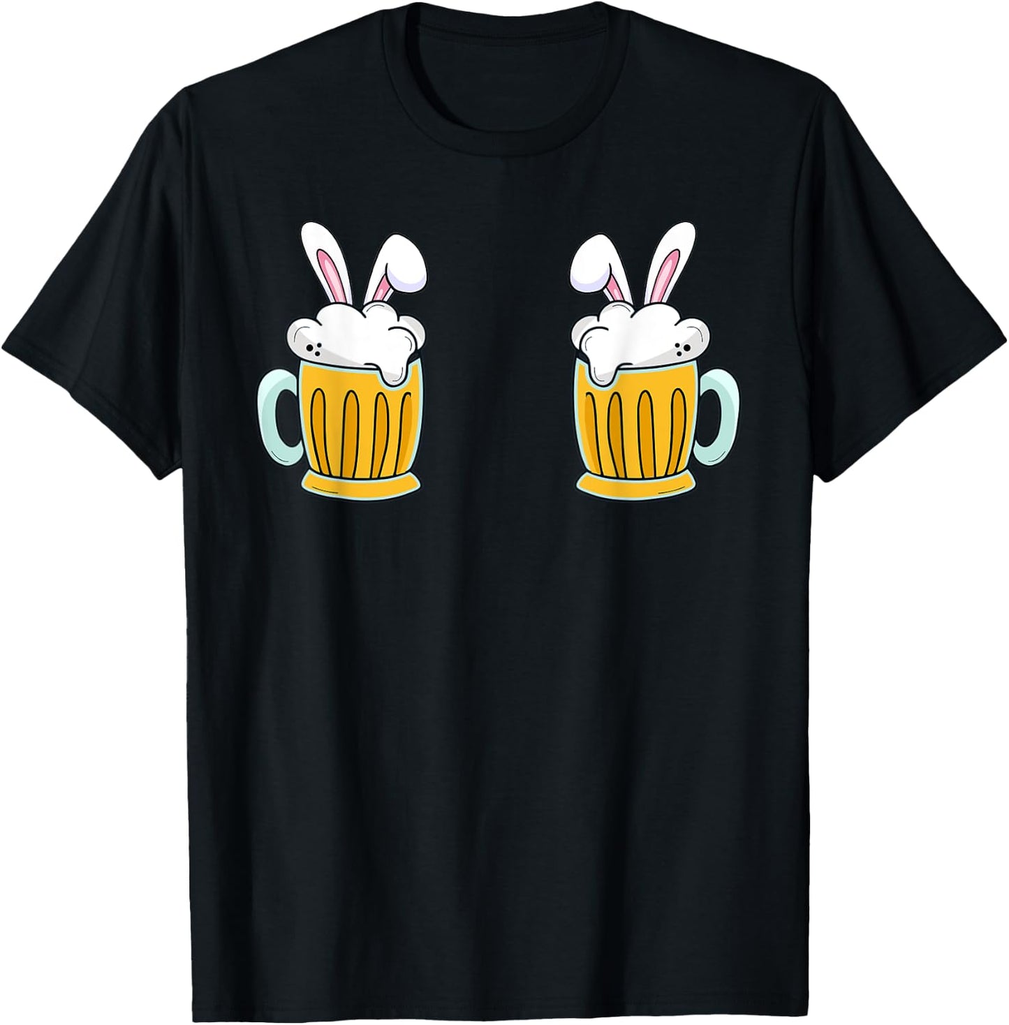 Easter Day Bunny Beer Mug Boobs Funny Drinking Party T-Shirt - T-Shirt | Black