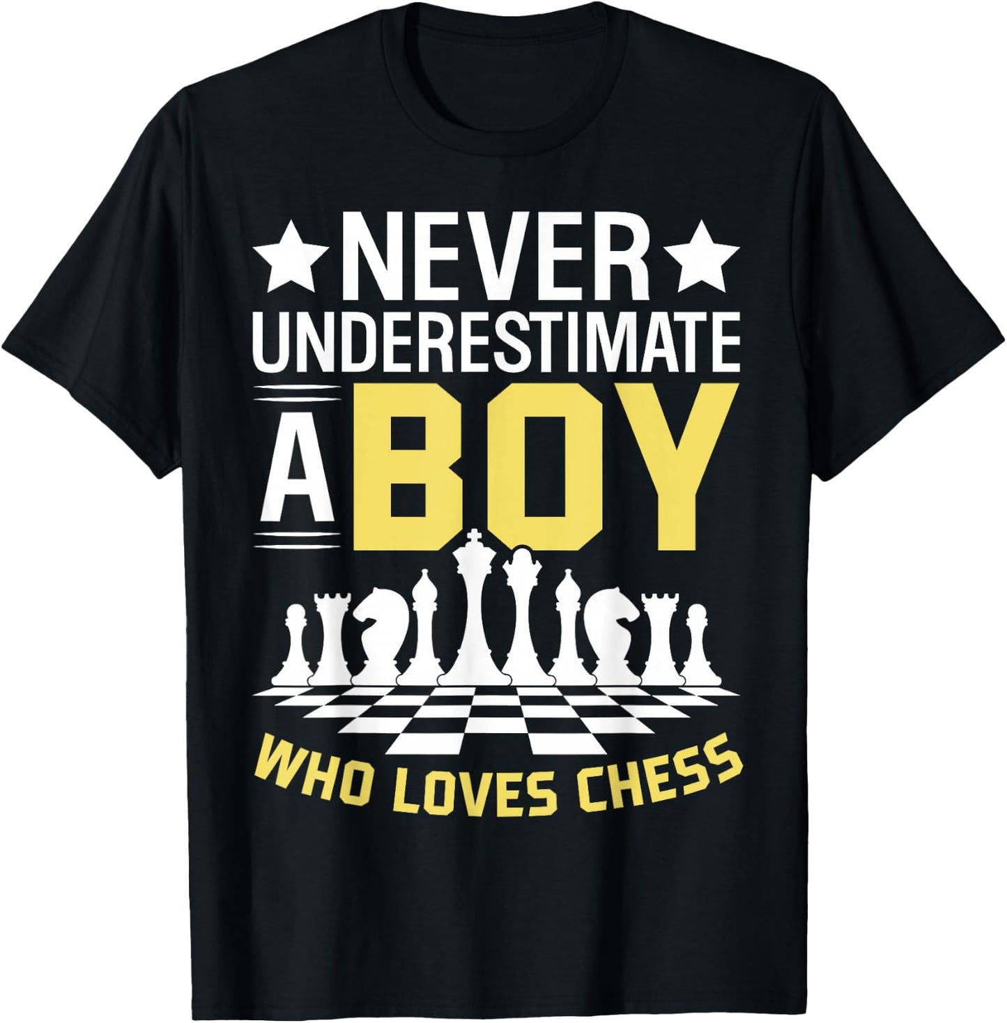 Never Underestimate A Boy Who Loves Chess T-Shirt - T-Shirt | Black