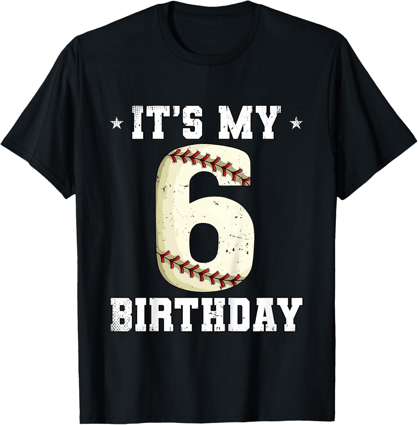 Kids 6th Birthday Baseball T-Shirt - T-Shirt | Black