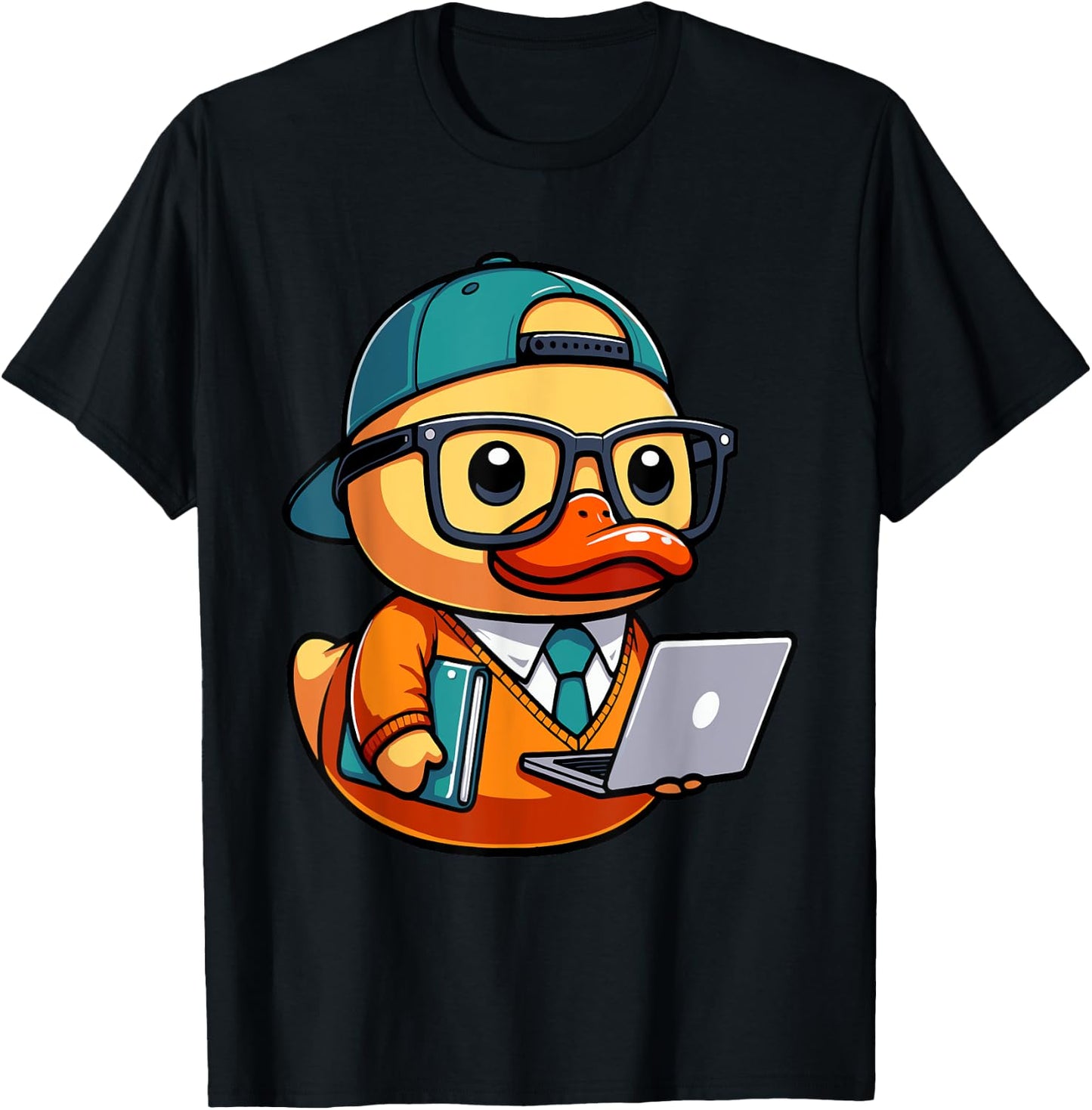 Tech Nerd Techie Programmer Coder Coding Duck T-Shirt - T-Shirt | Black