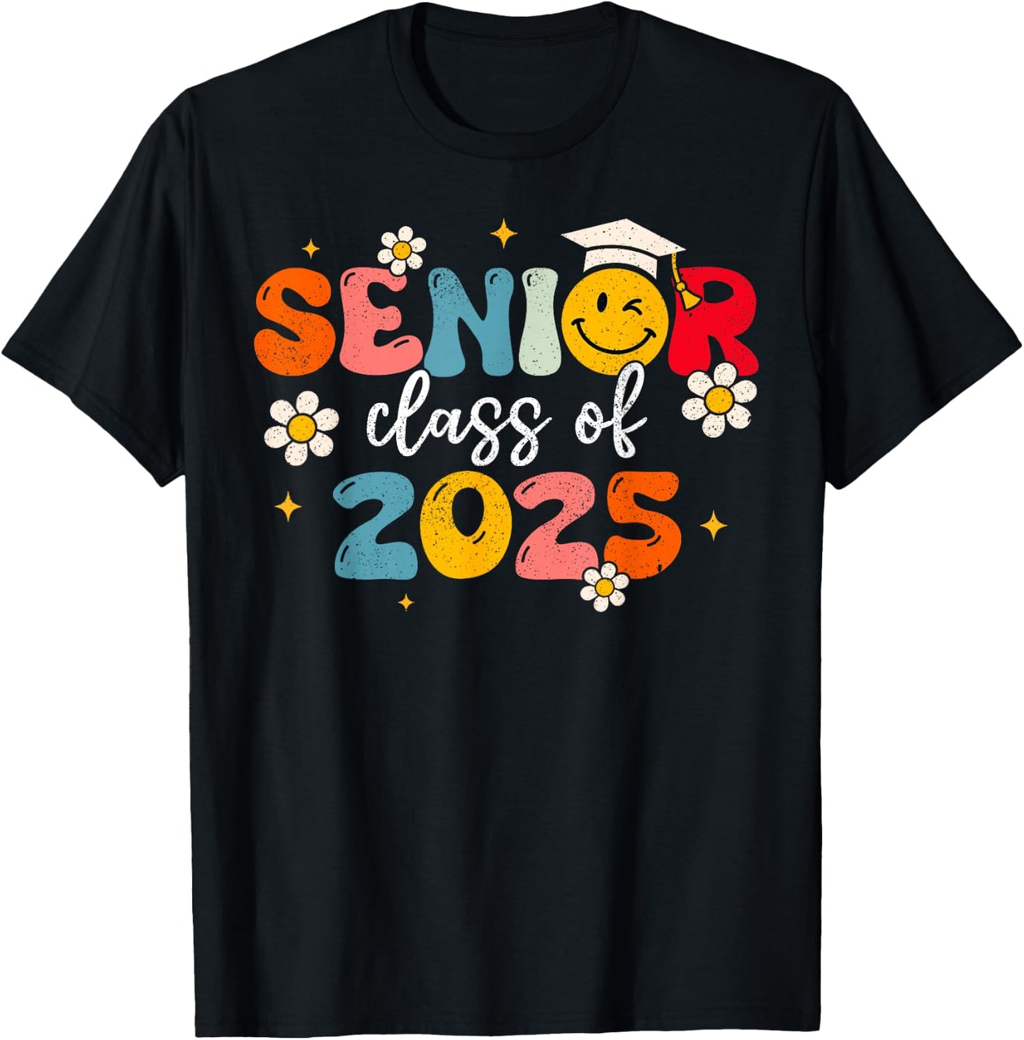 Class Of 2025 Senior 2025 Groovy Graduation 2025 Women T-Shirt - T-Shirt | Black