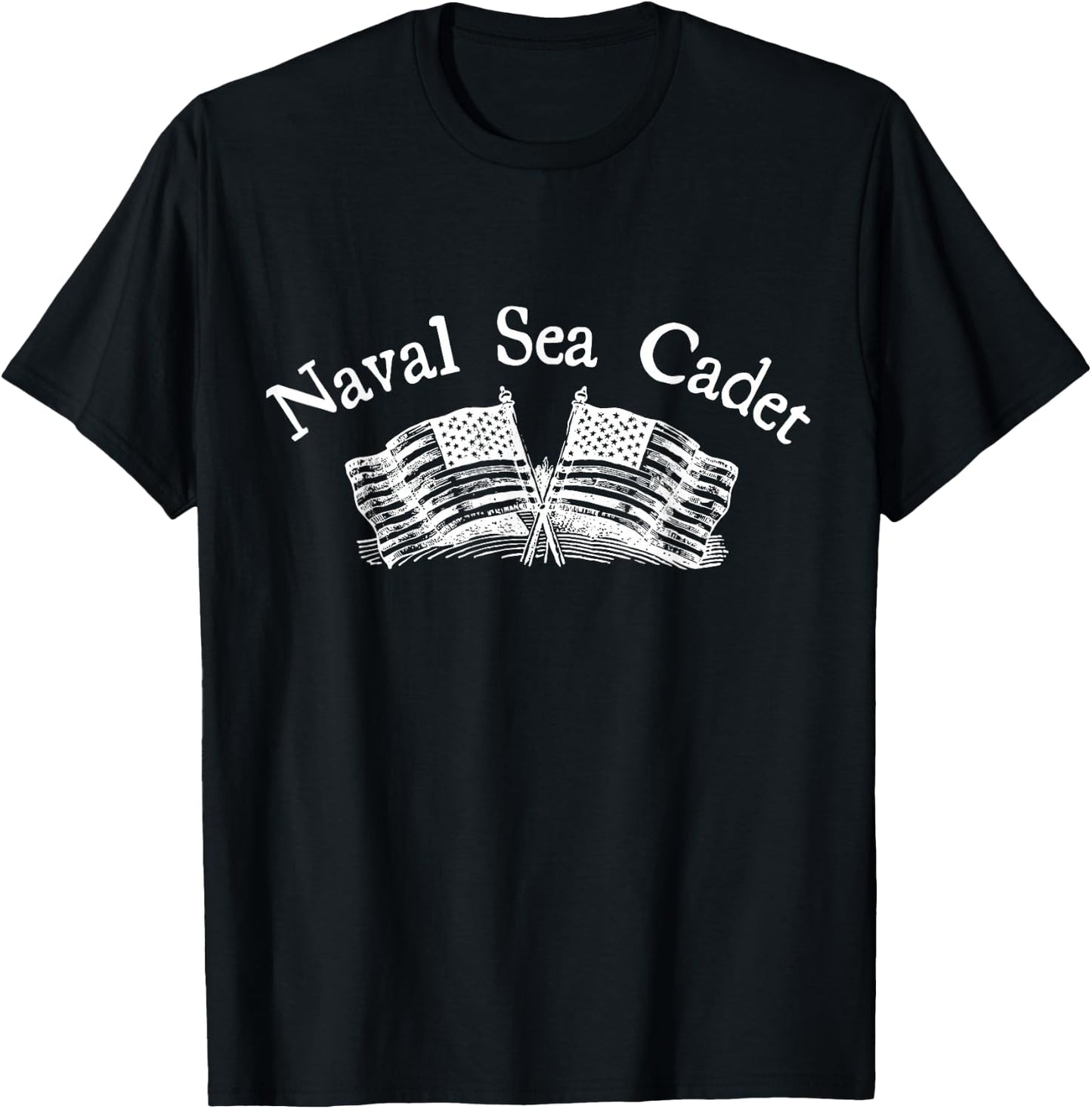 Naval Sea Cadet NSCC Minimal Art American Flag Vintage T-Shirt - T-Shirt | Black