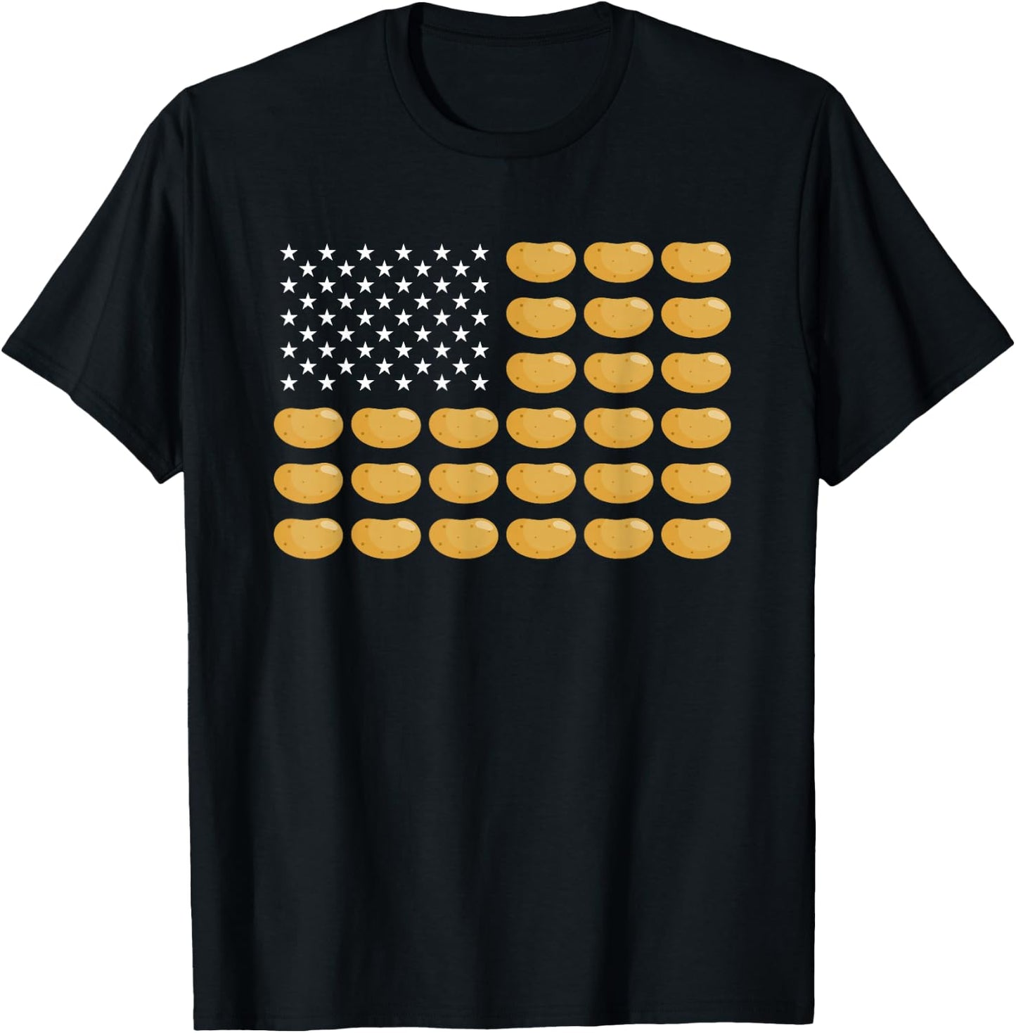 Potatoes American Flag 4th of July Funny Patriotic Potato T-Shirt - T-Shirt | Black
