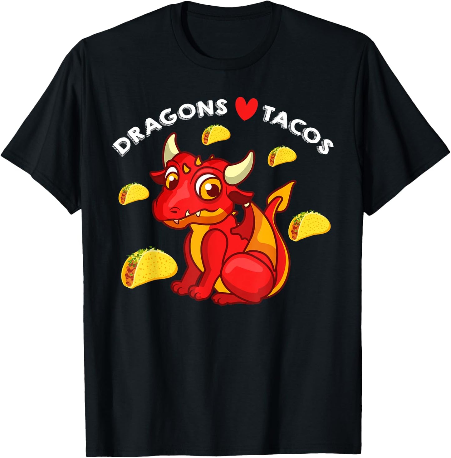 Dragons Love Tacos Cute Dragon Lover Mexican Birthday Party T-Shirt - T-Shirt | Black