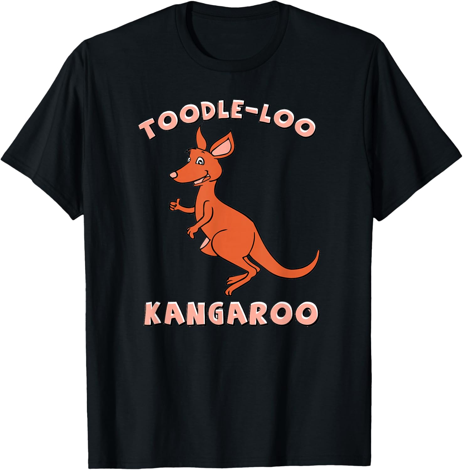 Toodle-Loo Kangaroo Cute Cartoon Animal Lover Design T-Shirt - T-Shirt | Black