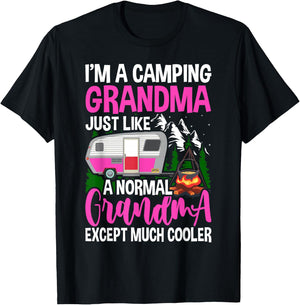 Funny I'm A Camping Grandma Camper Campfire Mothers Day T-Shirt - T-Shirt | Black