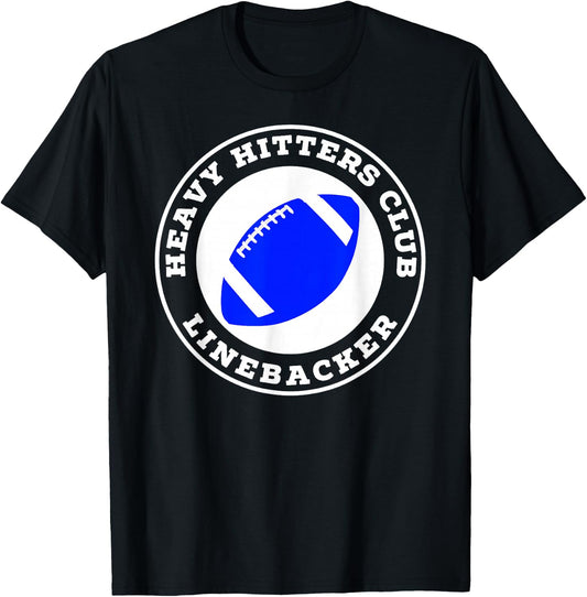 Linebacker Heavy Hitters Club Football Player T-Shirt - T-Shirt | Black