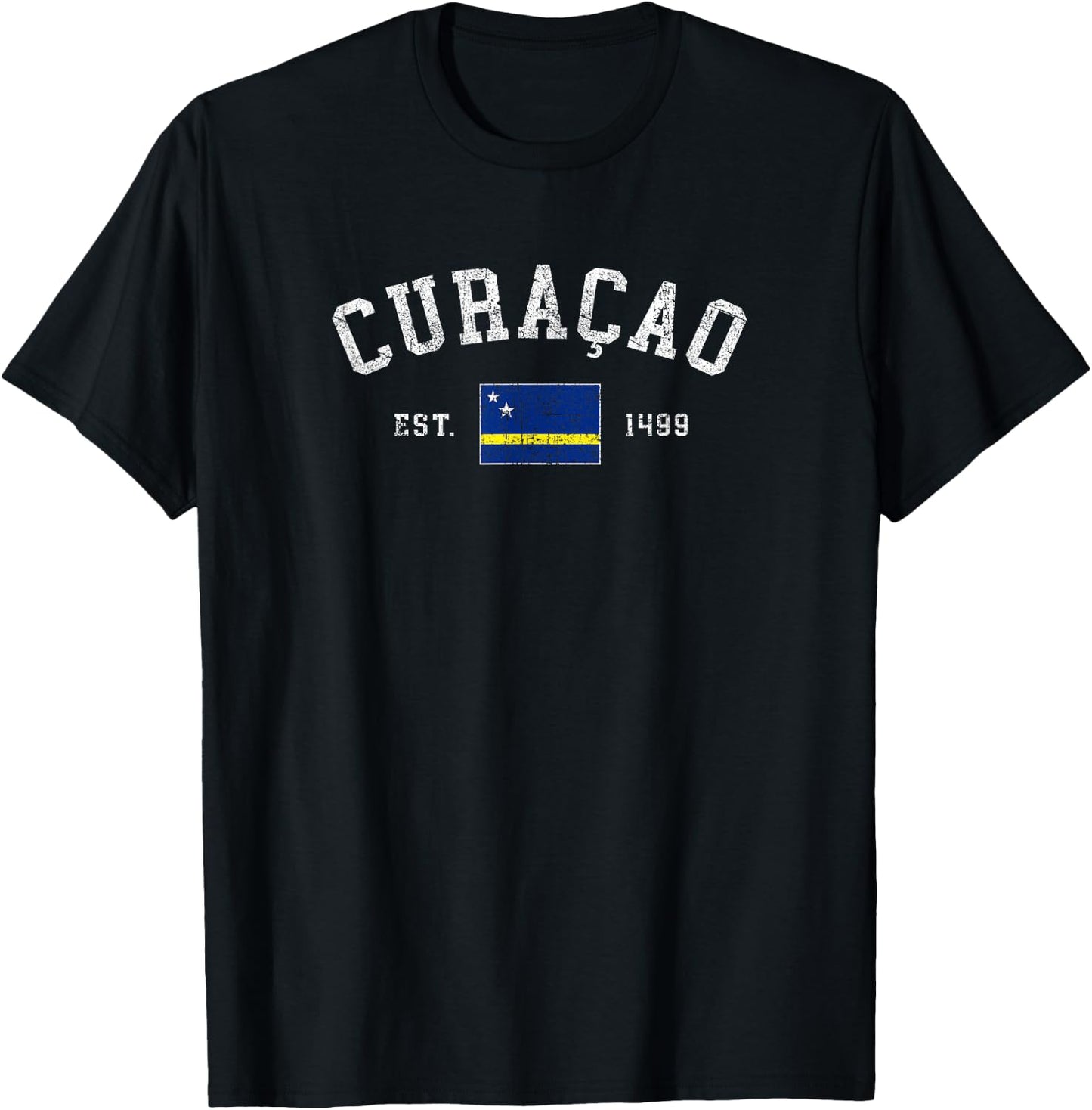 Curacao Flag Est 1499 Vintage Vacation Souvenir T-Shirt - T-Shirt | Black